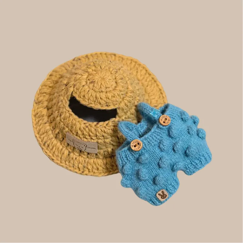 FREE|Crochet WhimsyDoll Overalls & Bucket Hat Set Pattern | Pom - Pom Textured Outfit