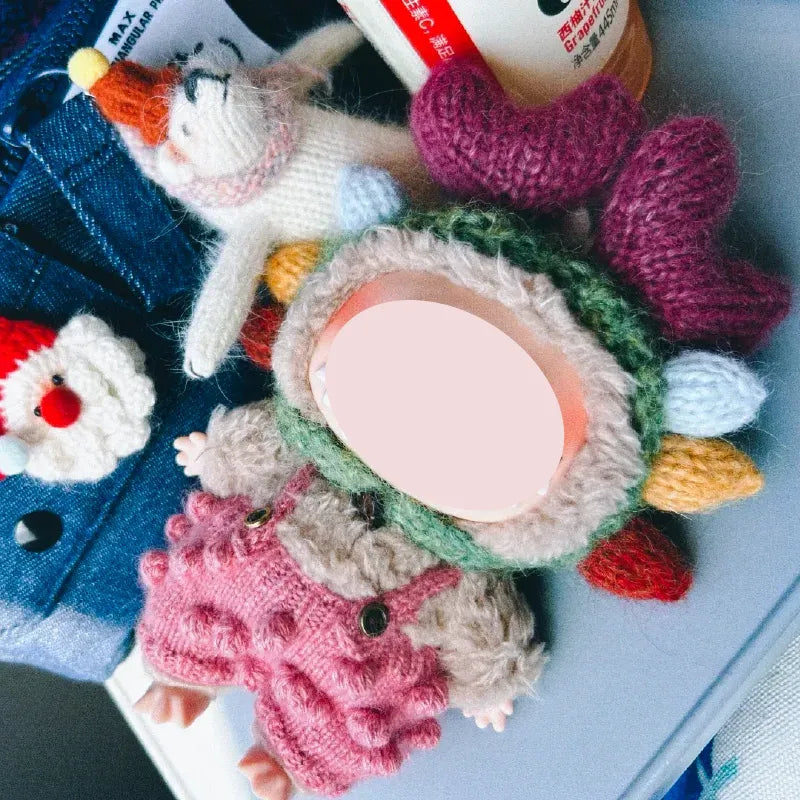 17cm crab flower knitted plush tutorial showing colorful handmade plush toys including crab and animal figures