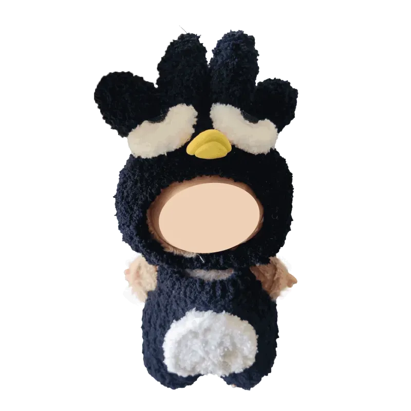 Redbook black penguin plush doll costume with soft fabric and yellow beak detail