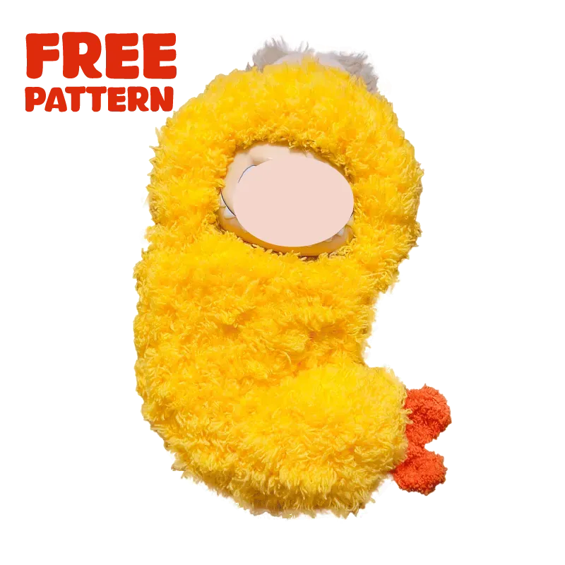 Yellow crochet fried shrimp plush with red tail using FREE|crochet fried shrimp plush pattern