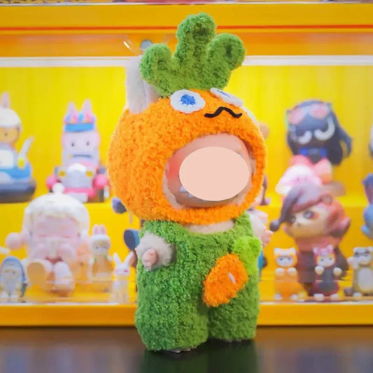 Cute baby wearing an orange and green crochet vegetable costume showcasing fun crochet costume patterns