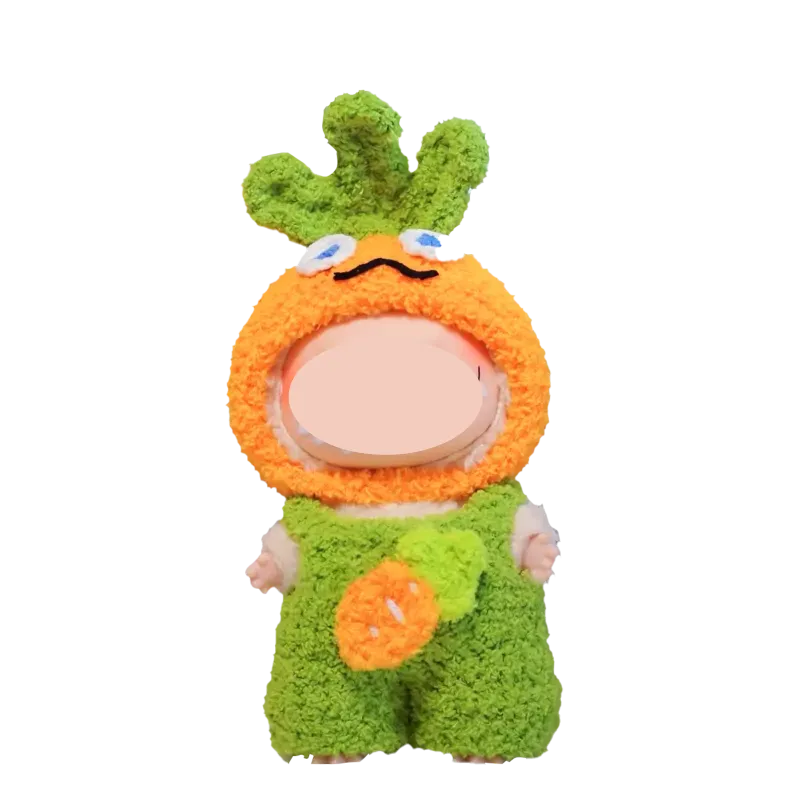 Adorable baby wearing a green and orange crochet carrot costume from fun crochet costume patterns