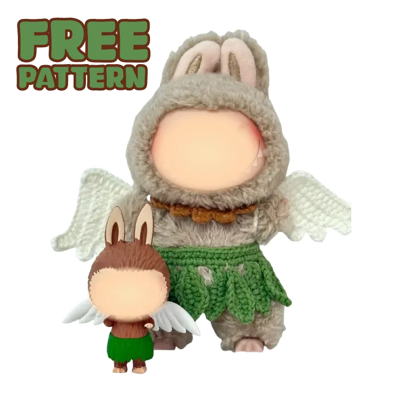 FREE|Crochet WhimsyDoll Angel Bunny Outfit Pattern | Wings & Grass Skirt Design