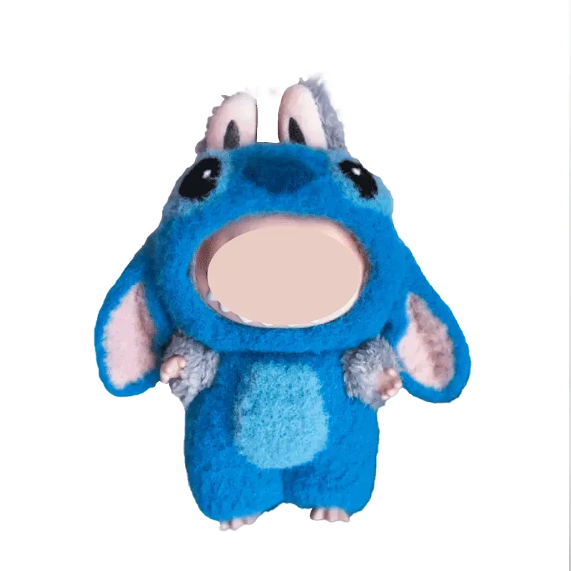 Blue bunny costume crochet pattern for 17cm plushie with big ears and soft details by The Knit Krazy