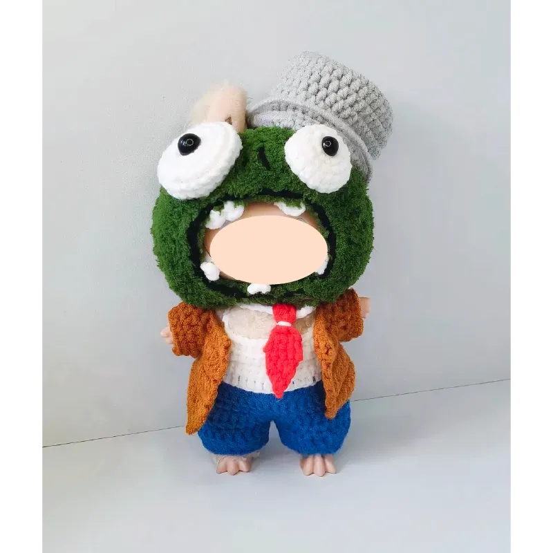 Handmade zombie crochet doll outfit pattern featuring colorful yarn accessories and detailed stitches