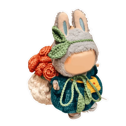 Crochet WhimsyDoll Rose - Bouquet Backpack & Outfit Pattern | Multifunctional Doll Accessory Set