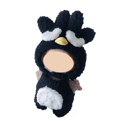 Black penguin plush doll costume with white detailing and yellow beak by redbook