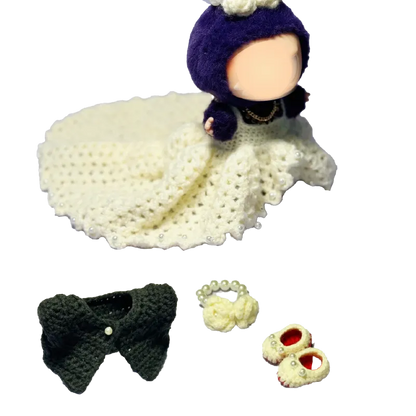 Redbook crochet doll wedding pattern featuring crocheted bride dress and accessories set