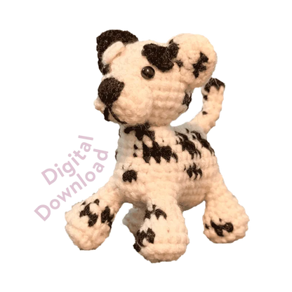Cute handmade crochet Dalmatian dog pattern in white and black spots digital download