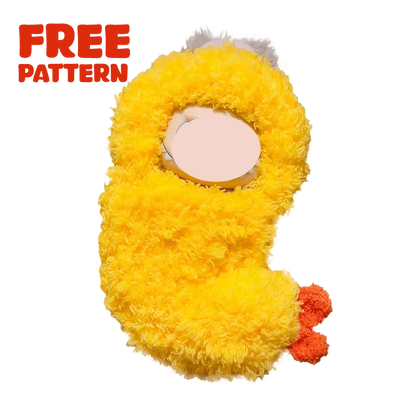Yellow crochet fried shrimp plush with red tail using FREE|crochet fried shrimp plush pattern