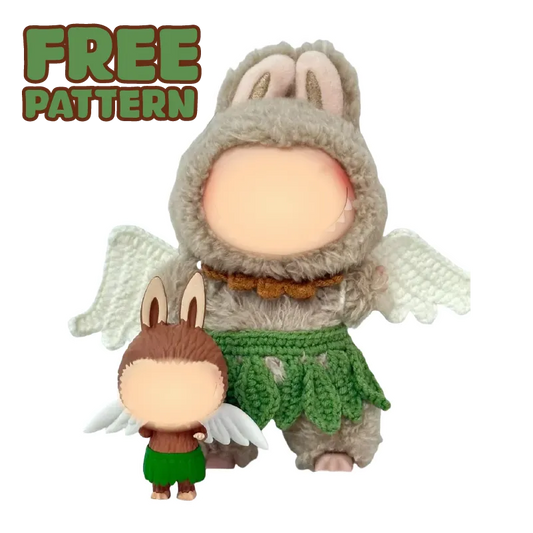 FREE｜Crochet WhimsyDoll Angel Bunny Outfit Pattern | Wings & Grass Skirt Design