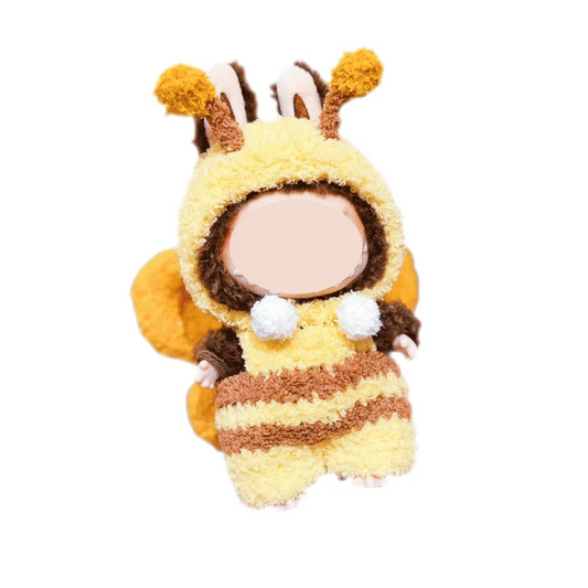 Playful bee knitwear for dolls in yellow and brown with wings and antennae by redbook
