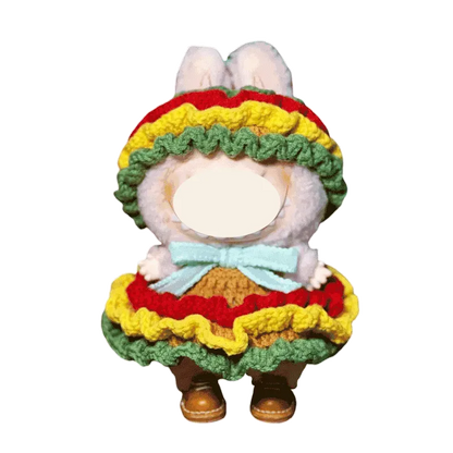 White plush doll dressed in a bunny outfit showcasing plush doll burger costume DIY by redbook